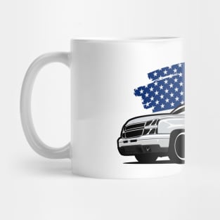 Gray Silverado with USA flag Mug